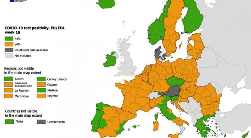 ΕCDC: «Πράσινη» για δεύτερη εβδομάδα η Ελλάδα στον δείκτη θετικότητας – Στο «βαθύ πράσινο» όσον αφορά τον αριθμό των τεστ